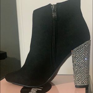 J MARK | Black Rhinestone Heel Booties